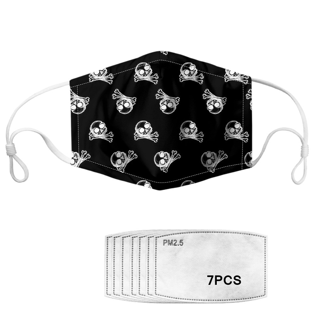 Halloween Skeletons Printed Reusable Face Mask With Elastic Earloop