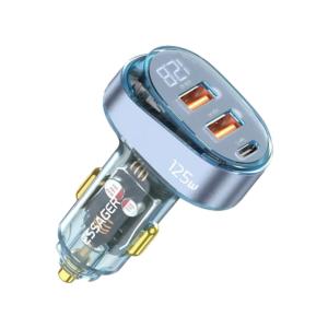 Quality Official Store Digital Display Car Chargers 125W Transparent with 1 Type-C 2 USB-A wholesale