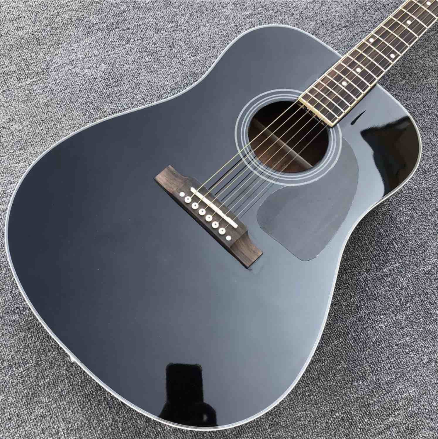 41" All Black color acoustic guitar,Rosewood fingerboard,handmade Solid spruce wood guitar