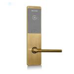 Long Battery Durability RFID Card Smart Hotel Lock Gold Brushed Zinc Alloy with