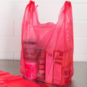 Quality Red Colour T Shirt Shopping Bags Unprinted Embossed Custom Made Thickness wholesale