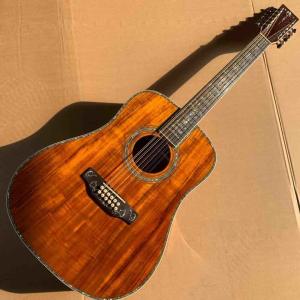 Quality 41&quot; KOA Wood 12 Strings D45K Body Abalone Inlay Ebony Fingerboard Acoustic Electric Guitar wholesale
