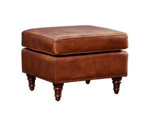 Quality Living Room Retro Vintage Leather Furniture Brown Leather Storage Ottoman With Wood Legs wholesale