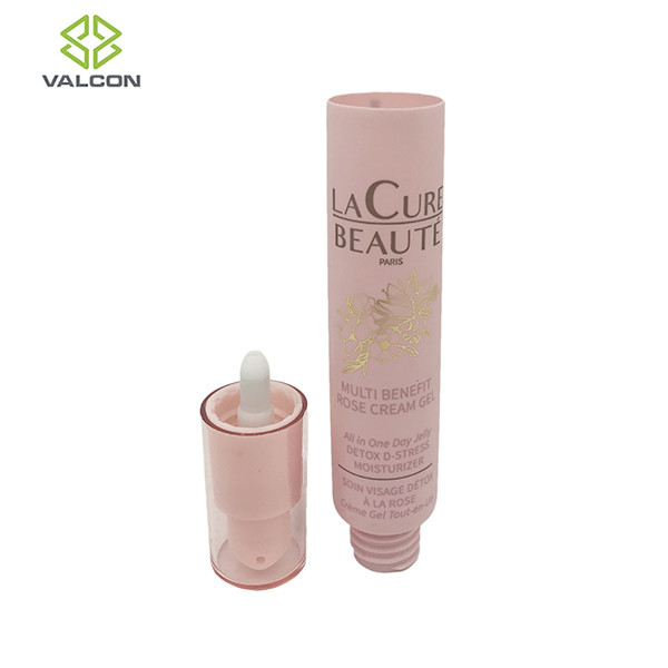 Pink Empty Lotion Tubes , Airless Cosmetic Tubes Pump Acrylic Cap Matte Varnish