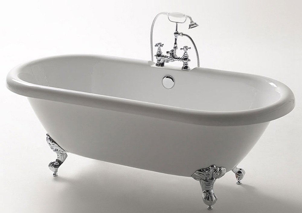White Free Standing Bathtub Ergonomic With Tiger Feet Overflow Drain