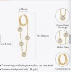 Chain Earrings Set for Women Stainless Steel Ear Pins Dangle Earrings Butterfly