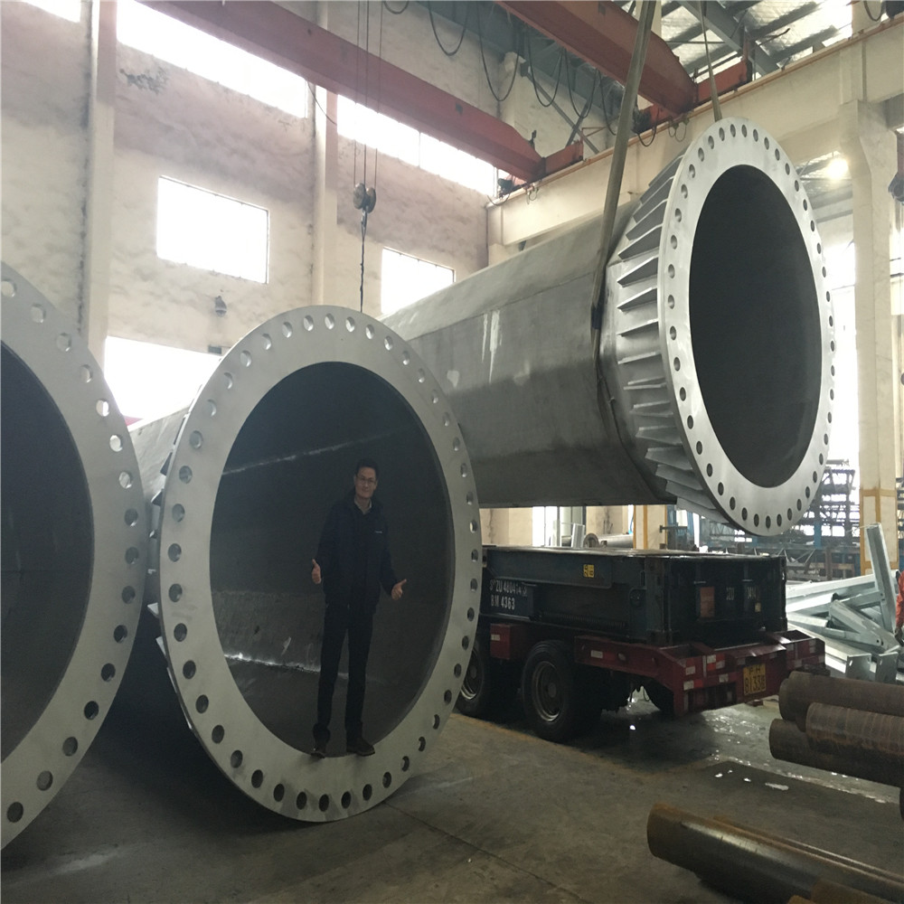 1-30mm Galvanised Electric Steel Pole For Power Transmission With Flange And Anchor Bol
