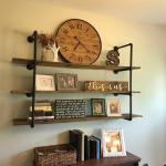 42" tall 12"deep Industrial Wall Mount iron Pipe Shelf Shelves Shelving Bracket