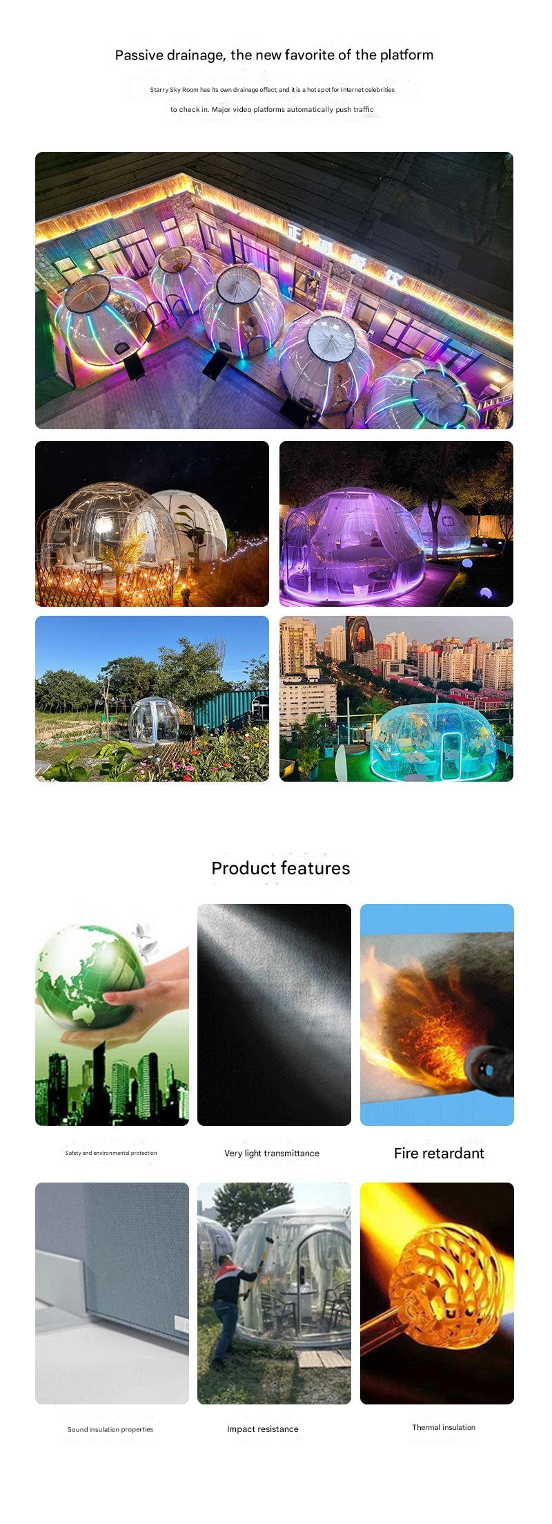 PC Star Room Ball Tent Bubble House Combination for Outdoor Camping Hotel Homestay