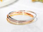 3.0mm 18K Gold Diamond Bangle 1.00ct 18K Tri Color Bracelet