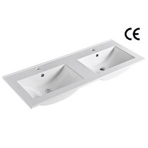 Quality 600MM Vanity Top Bathroom Sink Countertop Glaze Smooth Double Vessel wholesale