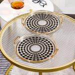 Gold Inlay Pattern Disposable Tray for Coffee Tea Snacks Dinnerware Type Dishes