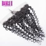 13X4 Brazilian Deep Curly Lace Front Wigs Natural Color With Swiss Lace