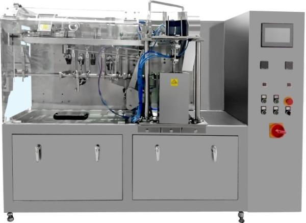Rotary High Speed Pouch Packing Machine , Preformed Vacuum Zipper Pouch Packing
