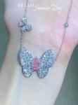 Custom Lab Diamond Pendant Necklace Pear Cut Butterfly Shape 1.67ct