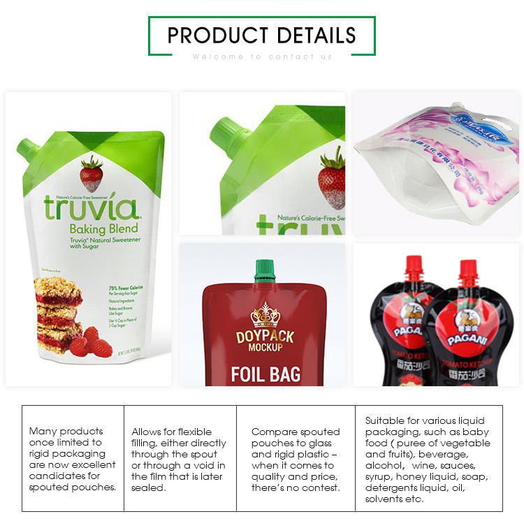 BPA Free Plastic Spout Pouch Packaging Food Grade Tomato Ketchup With Spout On Top