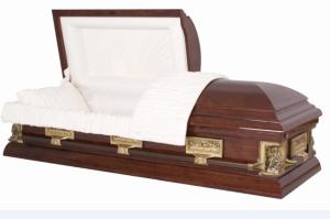 Quality Almond Crepe Wood Caskets SWC07 Poplar Material For Burial Casket wholesale