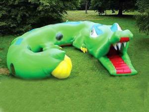 Quality Inflatable Cartoon Tunnel Maze, Green Cayman Tunnel Design wholesale