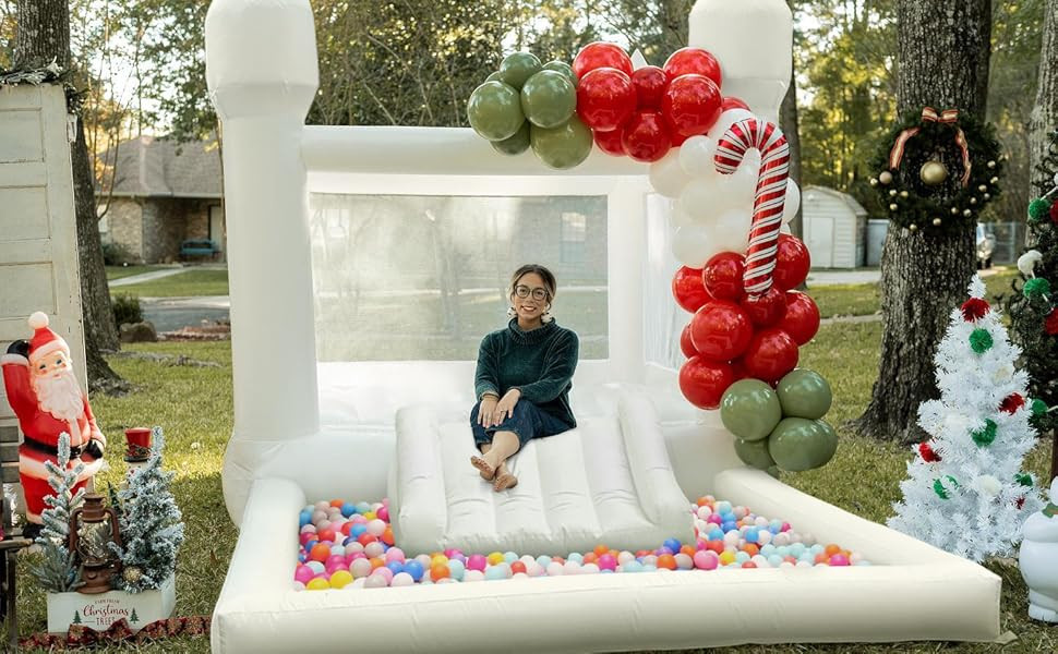 Party Outdoor White Bounce House Inflatable Jumping Castle For Kids With Ball Pit