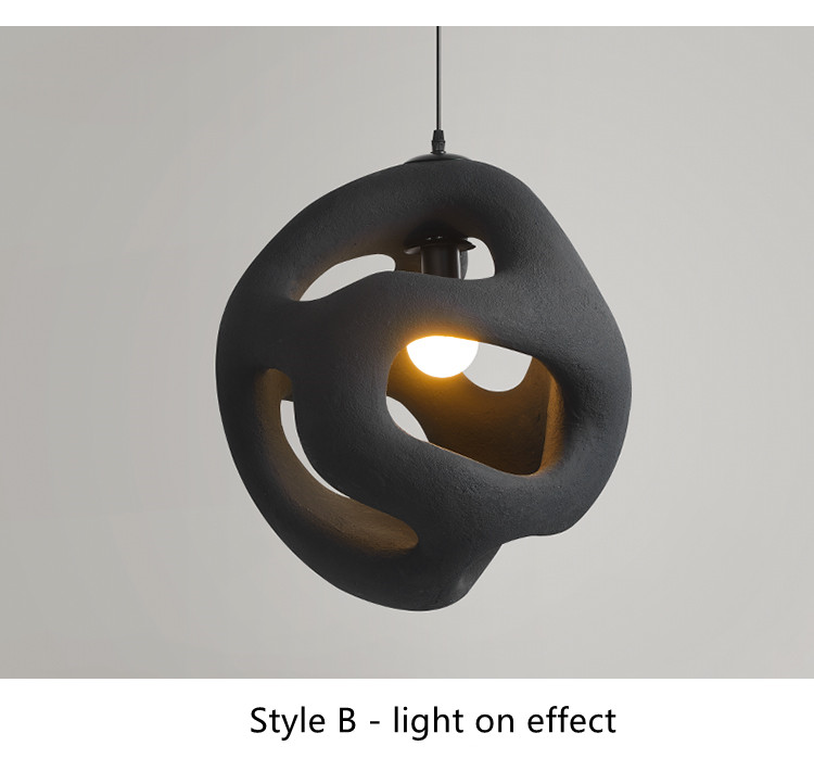 Nordic Handmade Wabi Sabi Restaurant LED Chandelier Japan Style Indoor Black Loft Hanging Light(WH-VP-172)