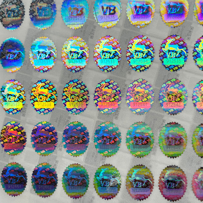 Customized Logo Circle Holographic Label Stickers Round Rainbow Effect Decal