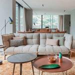 Solid Wood Plywood Brown Leather Sectional Couch OEM ODM
