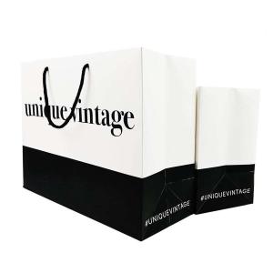 Quality Custom Logo Clothing Shopping Gift Packaging Paper Bag with Drawstring and UV Coating wholesale