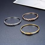 unique niche brand coil rhinestone inlaid bracelets 18k gold snap button bangles
