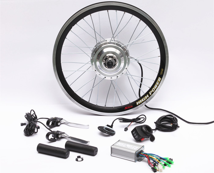 Easy Assemble Electric Bike Conversion Kit Front Aluminum Alloy Stator Silver Motor Wheel
