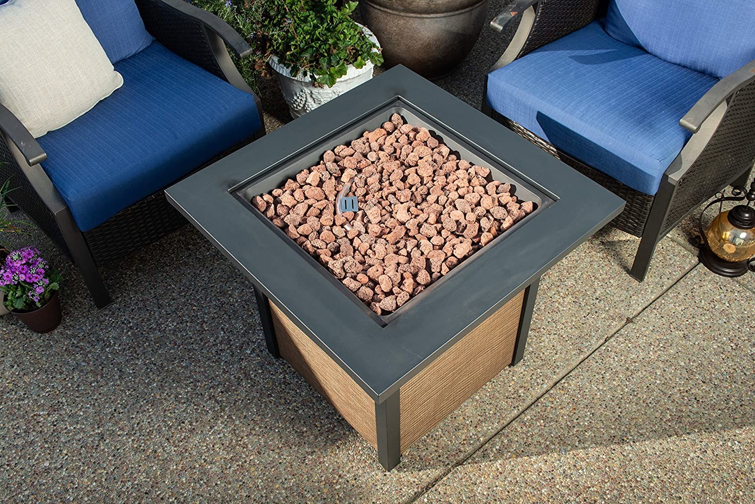 28in Woodleaf Rectangle Fire Pit Table Natural Gas Outdoor Heater Rectangle