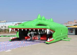 China 13x6m Big Crocodile Adults Inflatable Obstacle Course With Top Tent Covered For Outdoor Color Run on sale