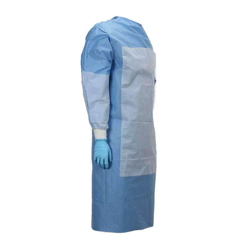 Blue Ultrasonic Seam Non Woven SMS Isolation Gowns Medical Reinforced Surgical Gown
