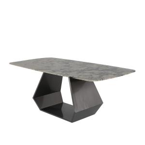 Quality Black Finish Marble Pedestal Dining Table Rooms Rectangular Steel Table wholesale