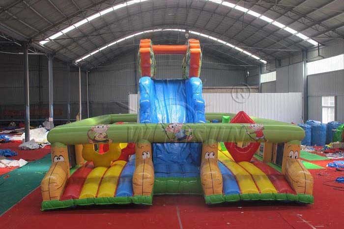 0.9mm PVC Large Inflatable Slide With Air Bouncer , Adults / Kids Blow Up Slide