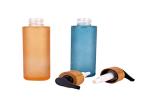 Refillable Frosted Glass Lotion Bottles Empty Cosmetic Bottles With Wooden Cover