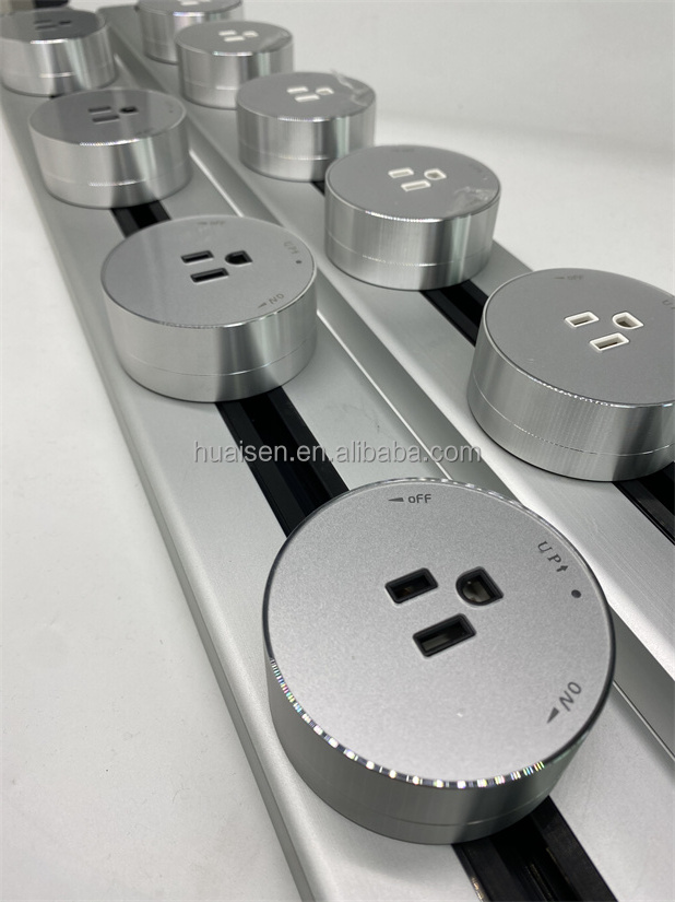 250v UK Power Orbital Electrical Track Socket Receptacle Movable