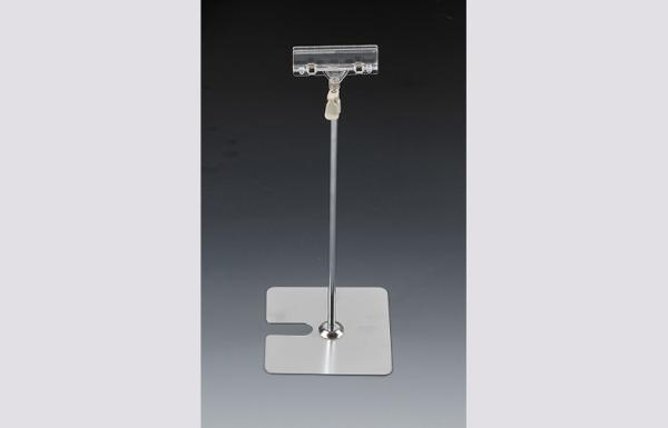 Iron Metal Pop Clip Tabletop Sign Holder , Clear PVC POS Clip Holder