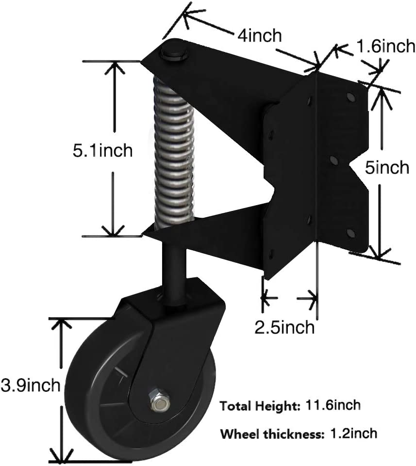 Zinc plated Spring loaded swivel caster wheel rubber wheels for wooden gate fence