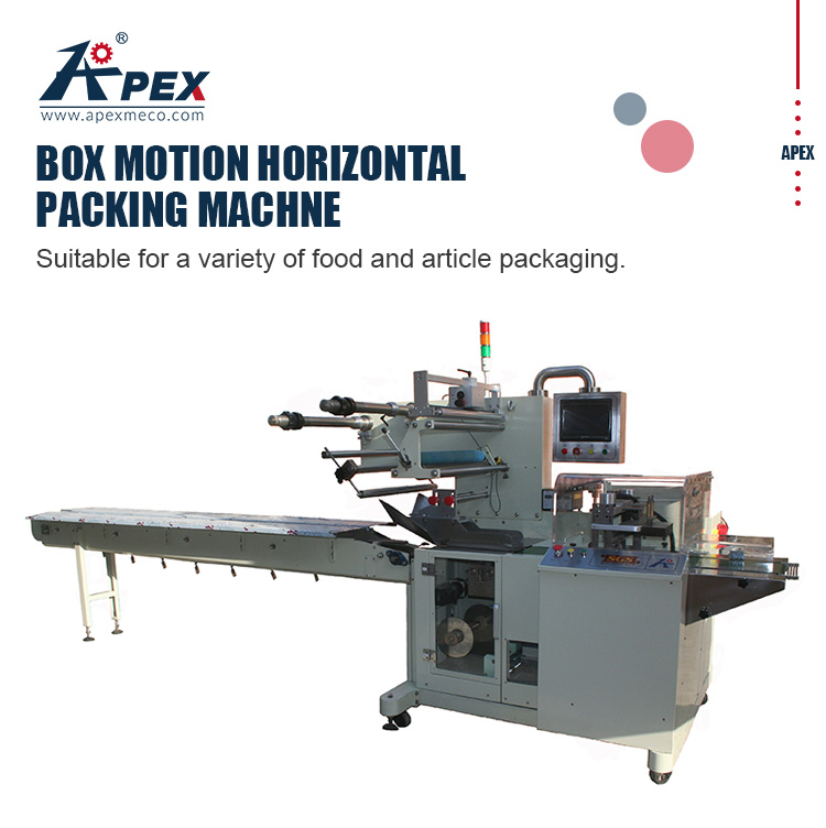 Box Motion Horizontal Avocado Muffin / Biscuit Packing Machine Automatic