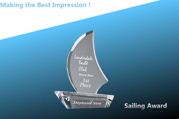 crystal sailboat award/crystal sailboat award/crystal sailing trophy/acrylic