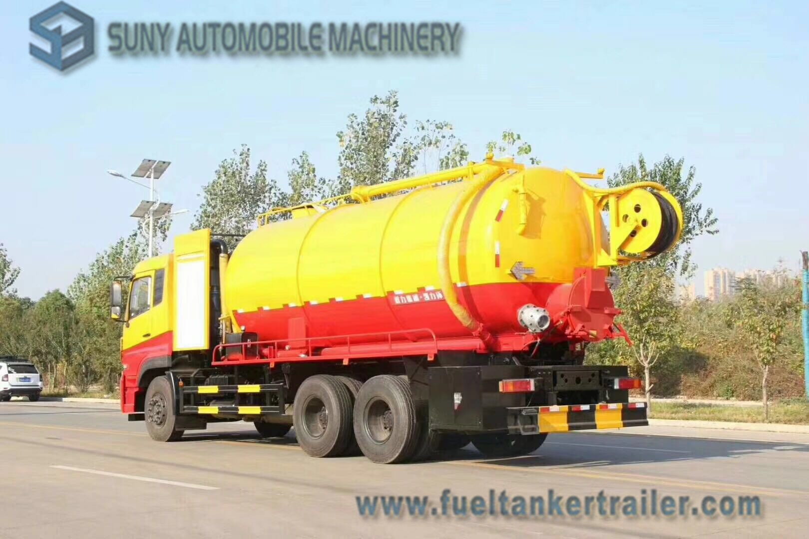 Dongfeng 15000L 10 Wheel Vacuum Tank Truck 270hp High Pressure Cleaning And Sewage Suction