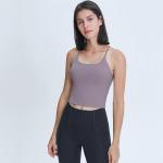 Removable Pads Y Back Spagettie Straps Fitness Womens Camisole With Bra Sport