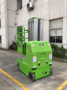 Quality Green 9m Double Mast Self Propelled Vertical Lift With Hydraulic Turning Wheel wholesale