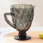 38 Oz Smoke Gray Glass Water Pitcher Jug With Spout Machine Pressed