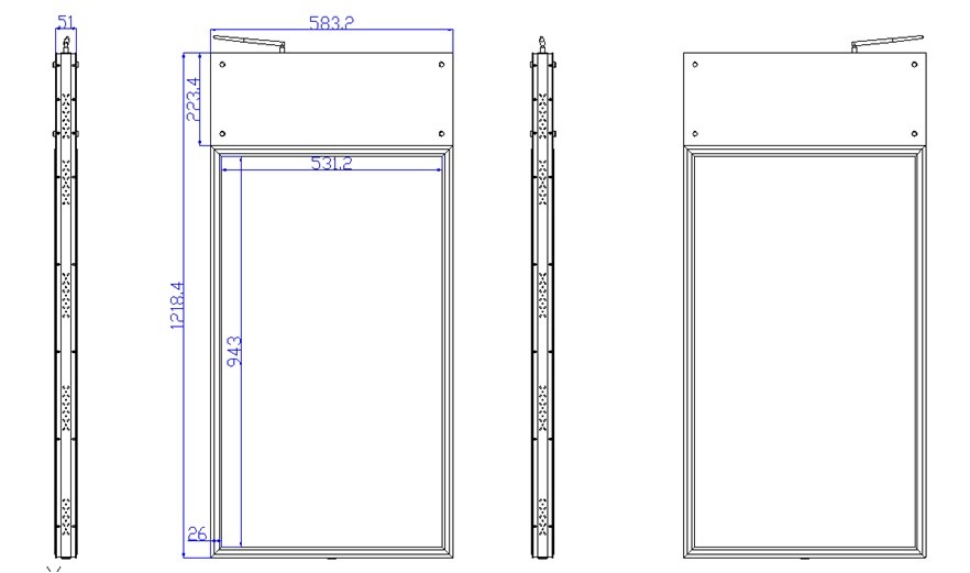 43" inch double sided LCD wireless WIFI network Android advertising monitor with ceiling mounting roof mounting