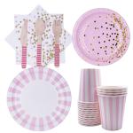 Pink And Gold Girls Elegant Fancy Girls Easter Disposable Party Tableware