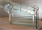 Tempered Glass Tread Curved Staircase Building Curved Stairs With Stainless