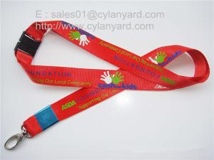Quality Custom imprinted metal sheet crimped polyester lanyards with metal clip, wholesale