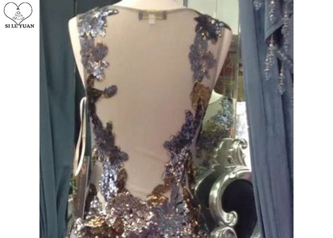 Floor Length Long Sequin Mermaid Dress Sleeveless Special Color Tulle Fabric