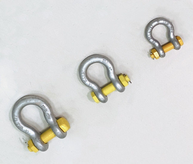 Yellow 1-1/4" WLL 12 Tonne Wide Body Shackles With Safety Bolt 2